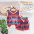Round Neck Wide Sleeveless Vest Set, Sports Shorts, Two-piece Set